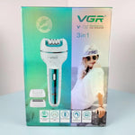 VGR V-732 Multi-Functional 3-In-1 Professional Electric Rechargeable Ladies Epilator