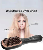 2-in-1 Hair Styling Brush – Heated Straightening & Curling Comb