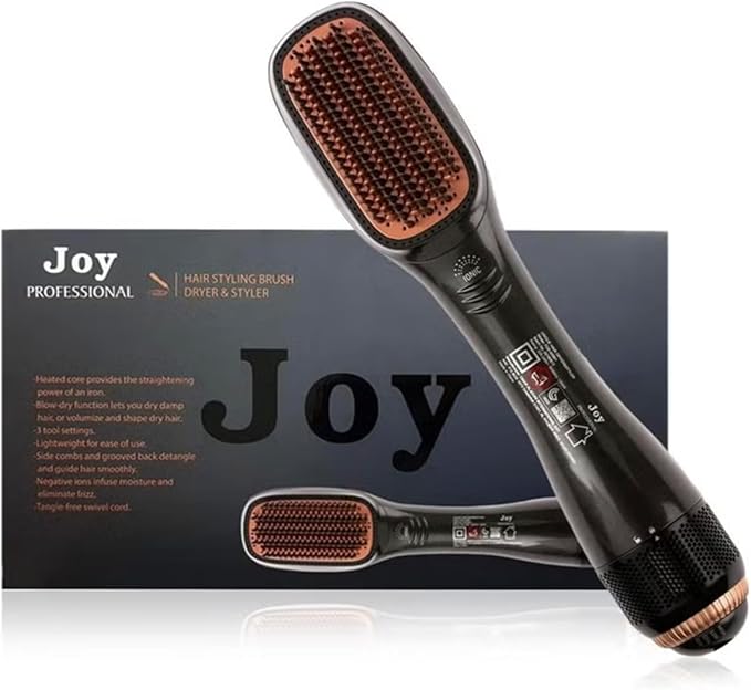 2-in-1 Hair Styling Brush – Heated Straightening & Curling Comb