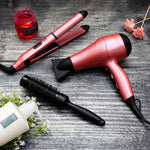 4-in-1 Hair Dryer, 2-in-1 Hair Straightener & Curler with Round Brush & EVA Carry Bag