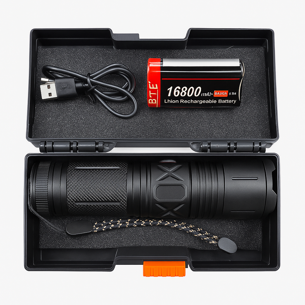 High-Power Rechargeable LED Flashlight Kit